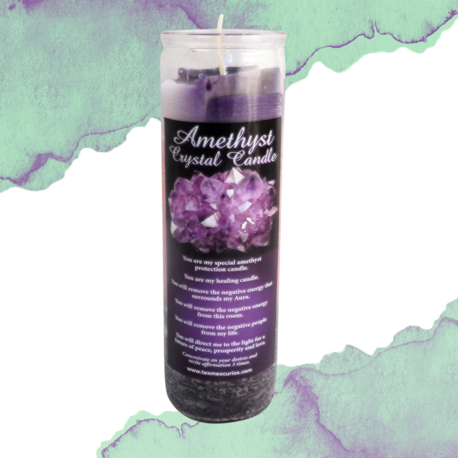 Crystal Healing, Set of 4 Candles ~ Amethyst, Tiger’s Eye, Rose & Clear Quartz