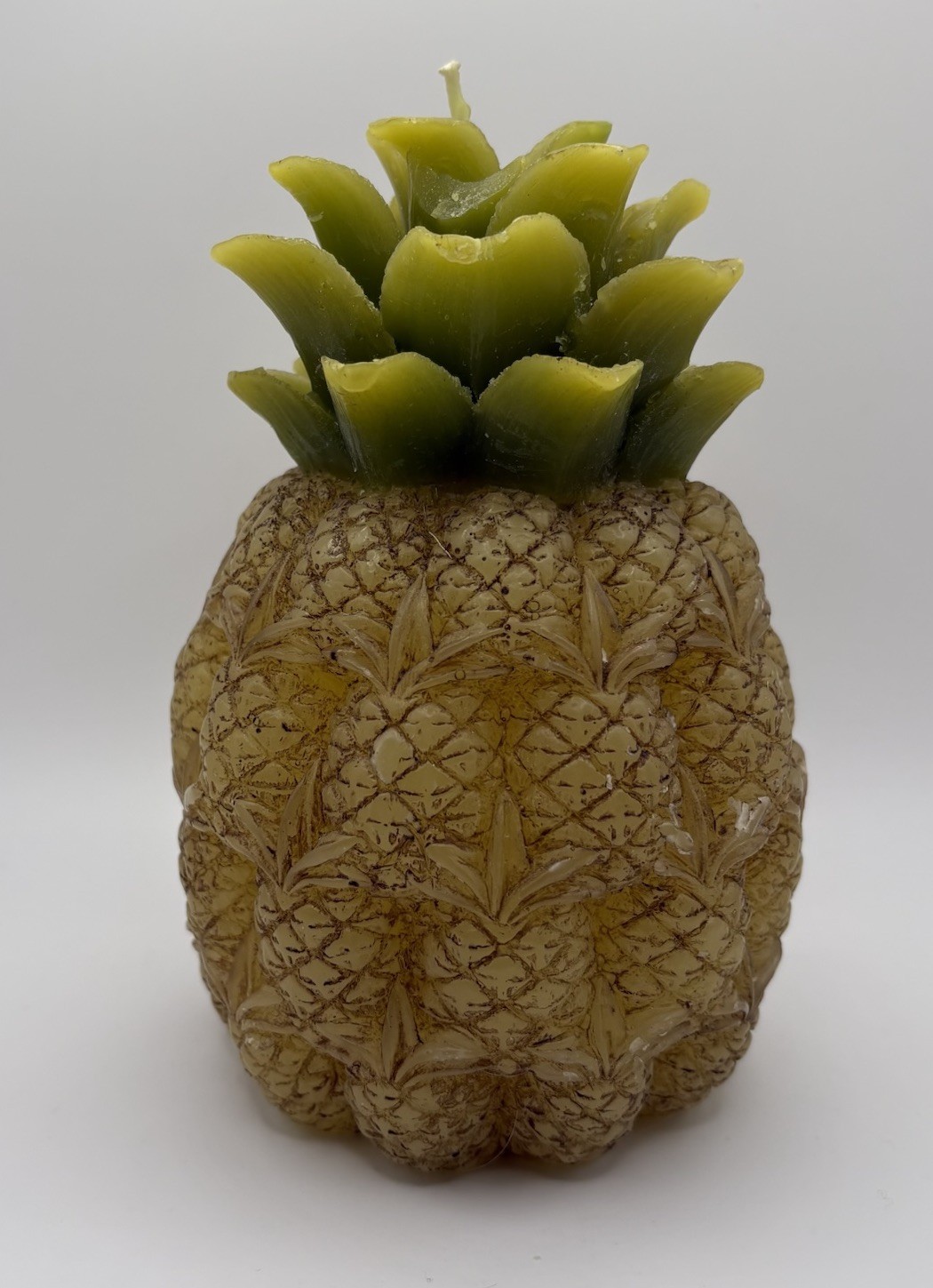 Vintage Siam Karat Figural Pineapple Candle 6” Yellow Tropical Decor NOS
