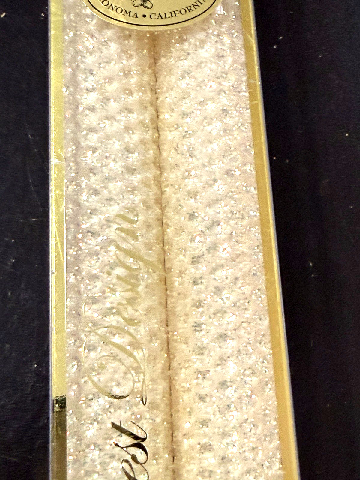 Oak Forest Gold Glitter Beeswax 10.25″ Taper Candles Handmade USA Wedding NEW