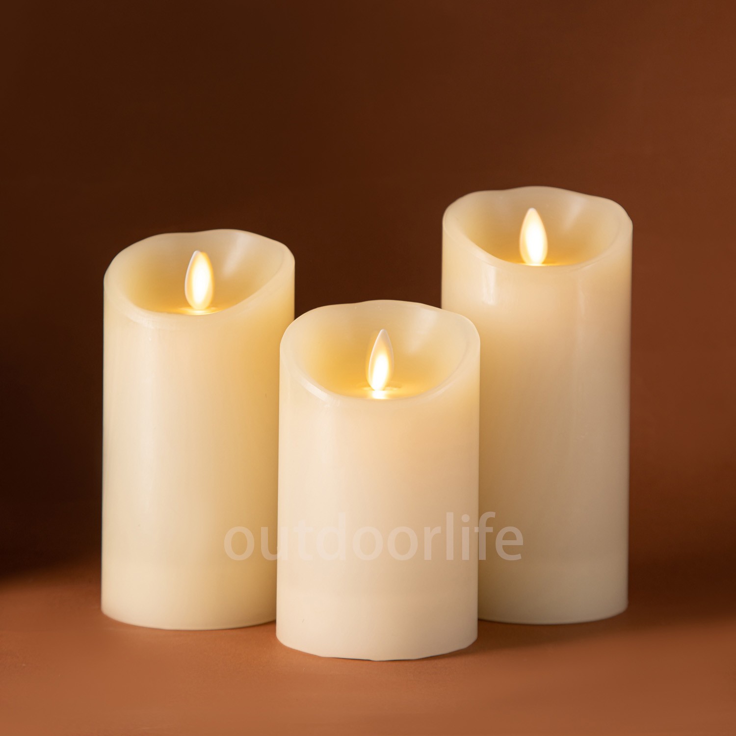 Luminara Flameless Pillar Wax LED Candles w/ Remote Moving Flame Timer Ivory 3″D