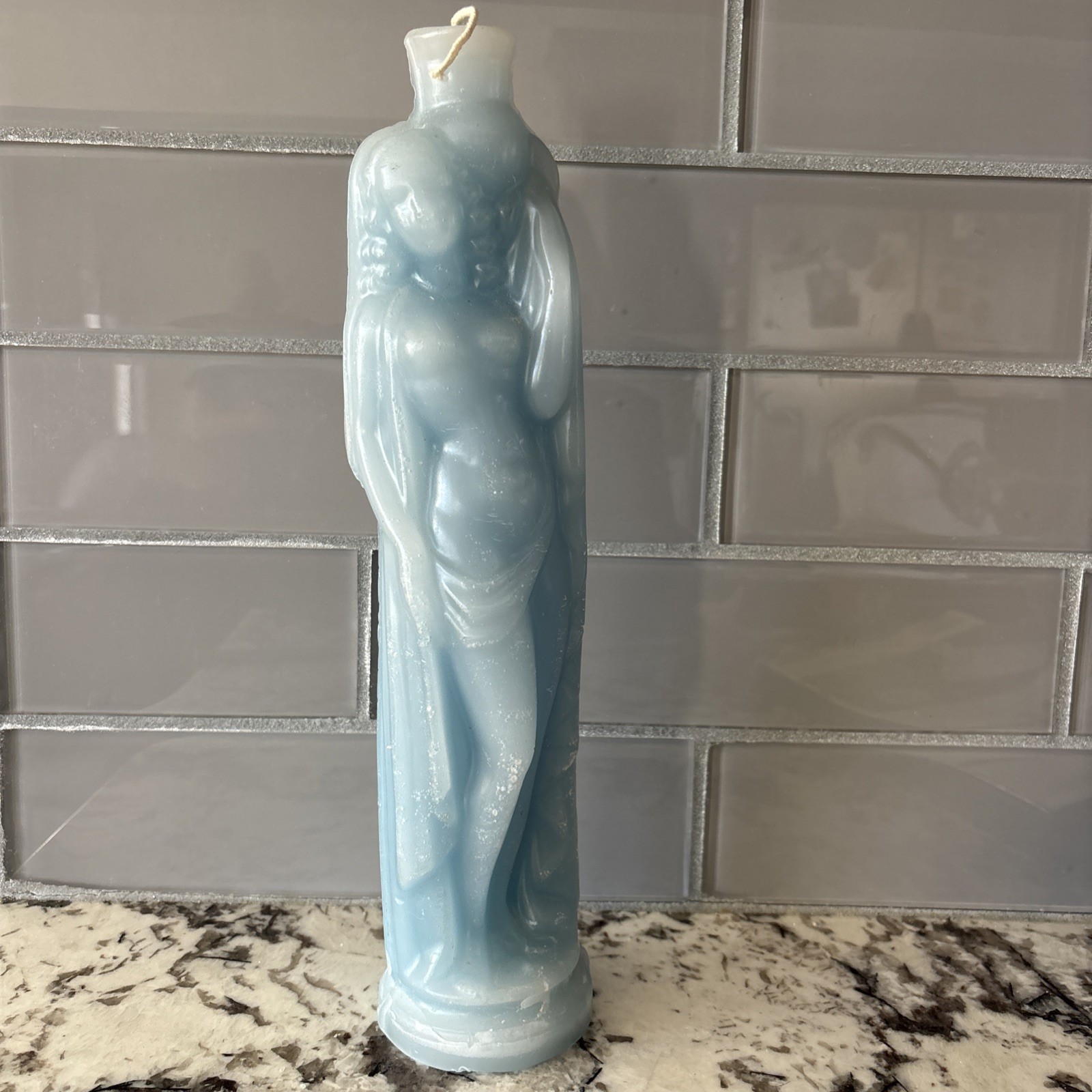 Art Deco Style Nude Woman Candle Light Blue New Venetian Greek 13”