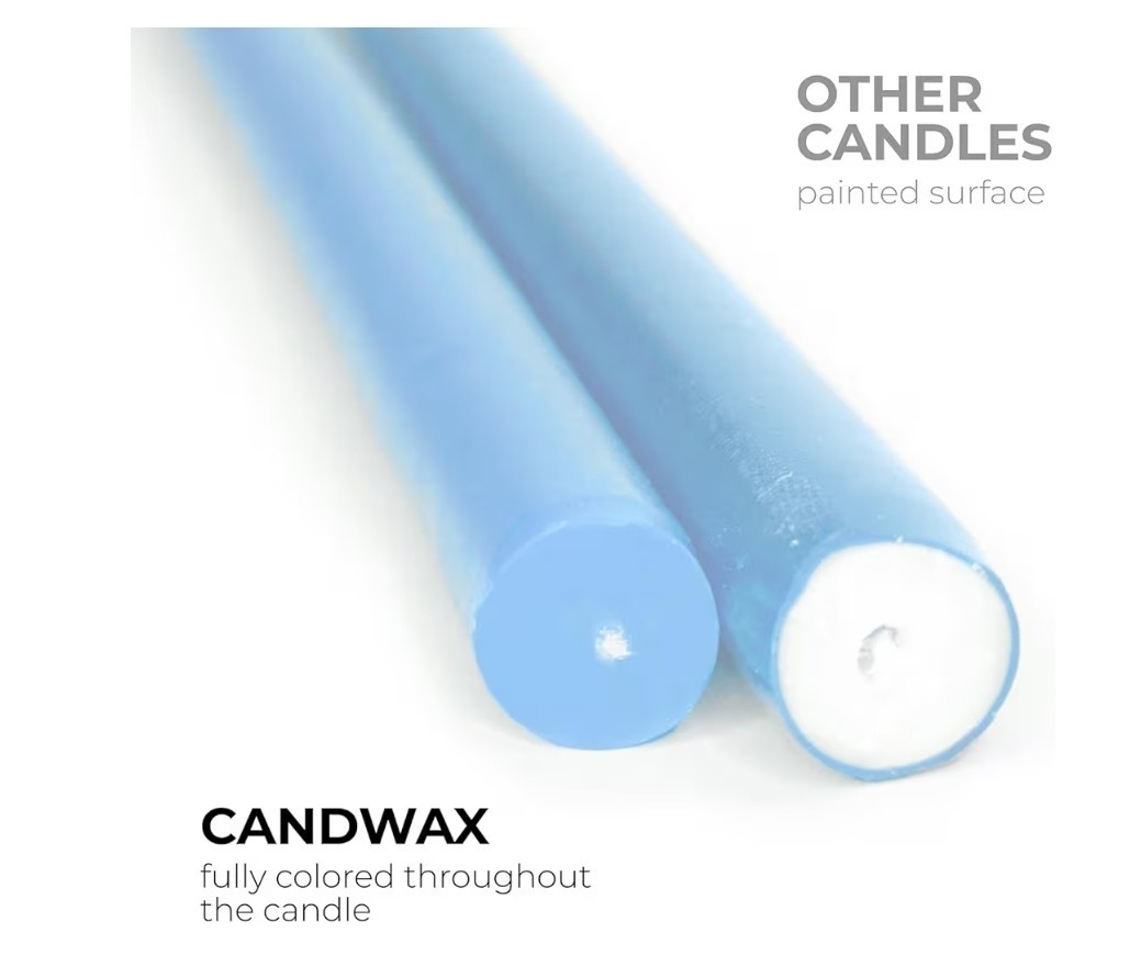 Light Blue 10 inch Taper Candles Set of 12 – Unscented Smokeless Dripless Tal…