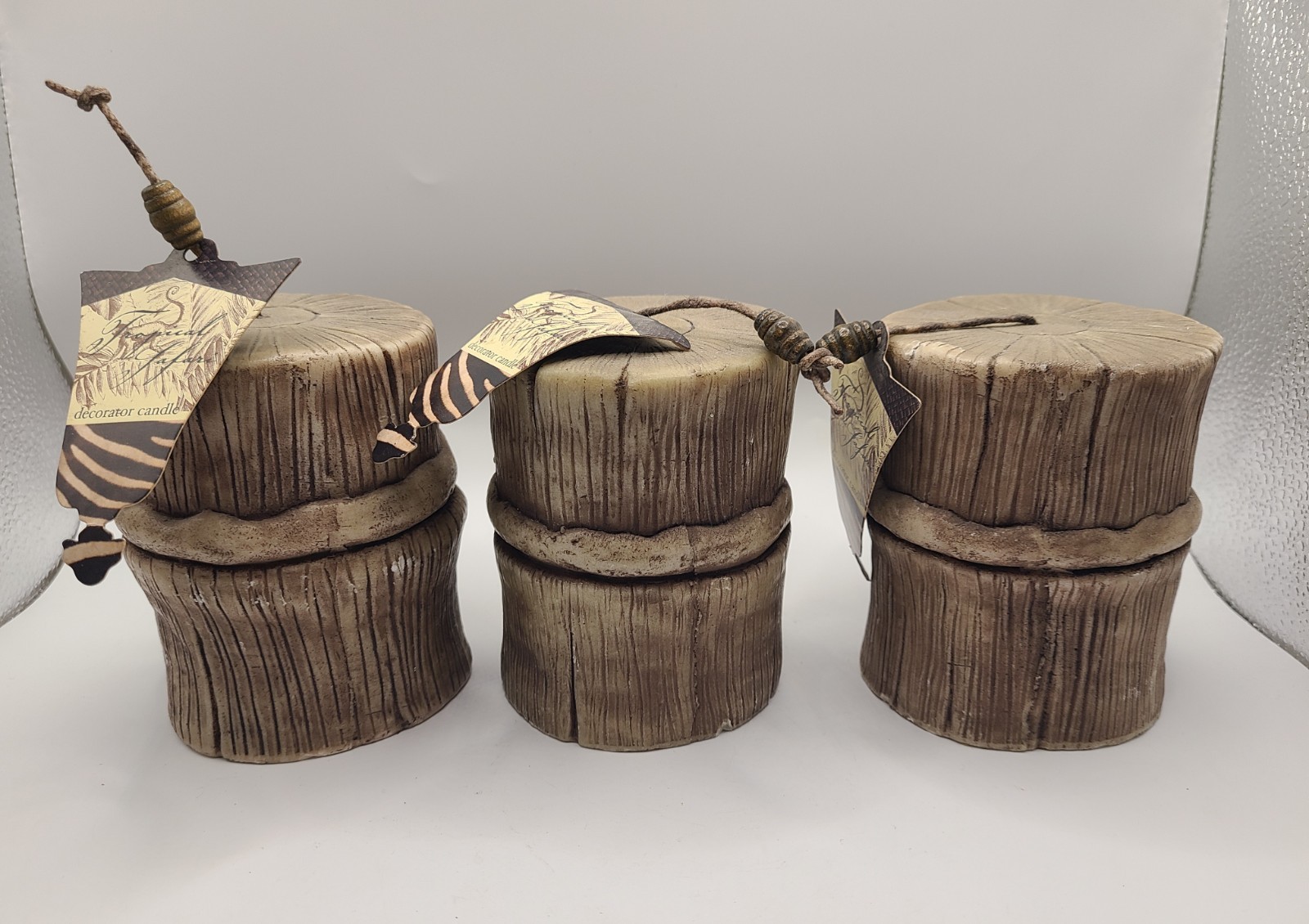 LAVA Living Arts Tropical Safari Monkey Candles Set 3 Wise Monkeys Decor 4” NOS