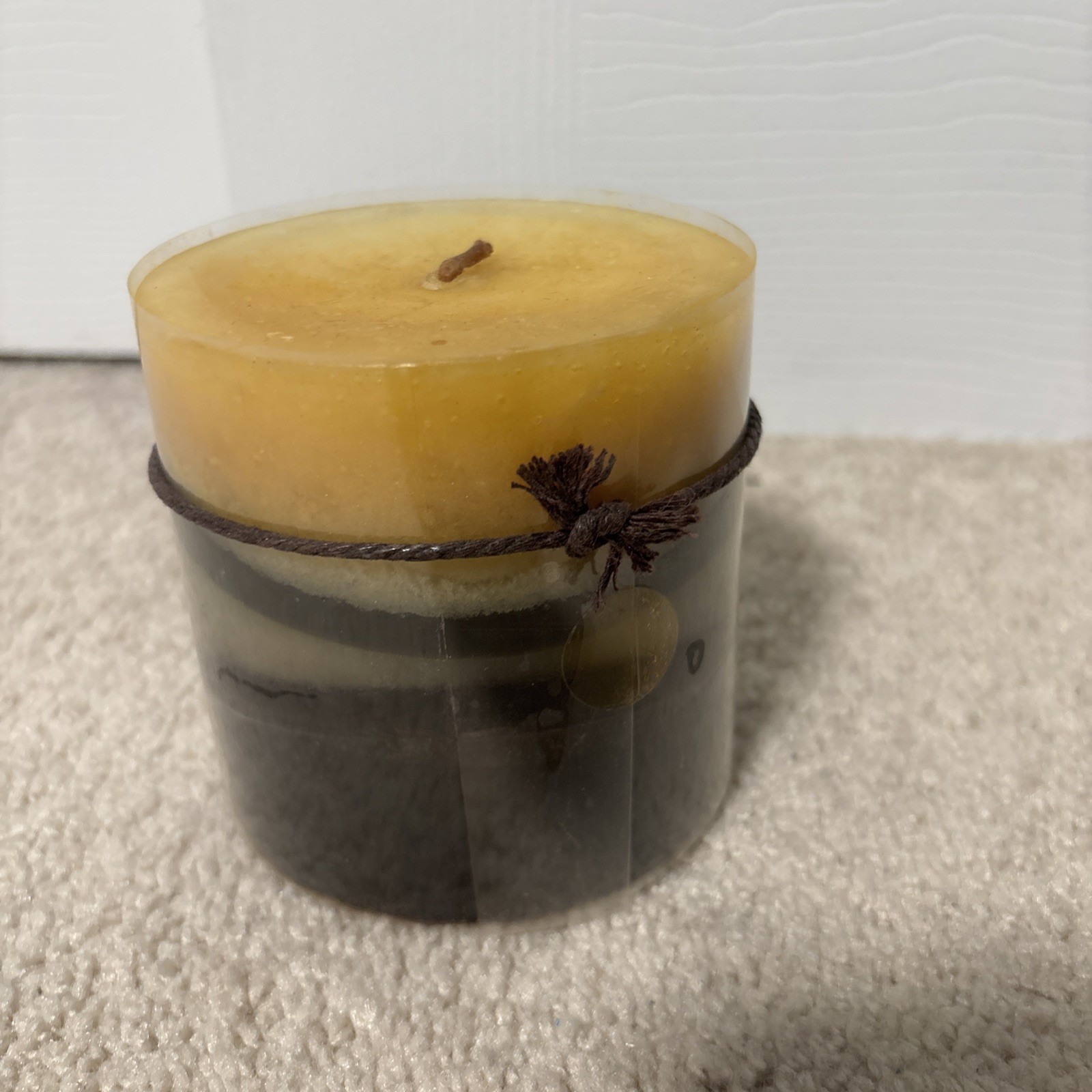 PIER1 Imports Scented 4” X 4” Candle Peacock Metal Charm Oakwood & Fern