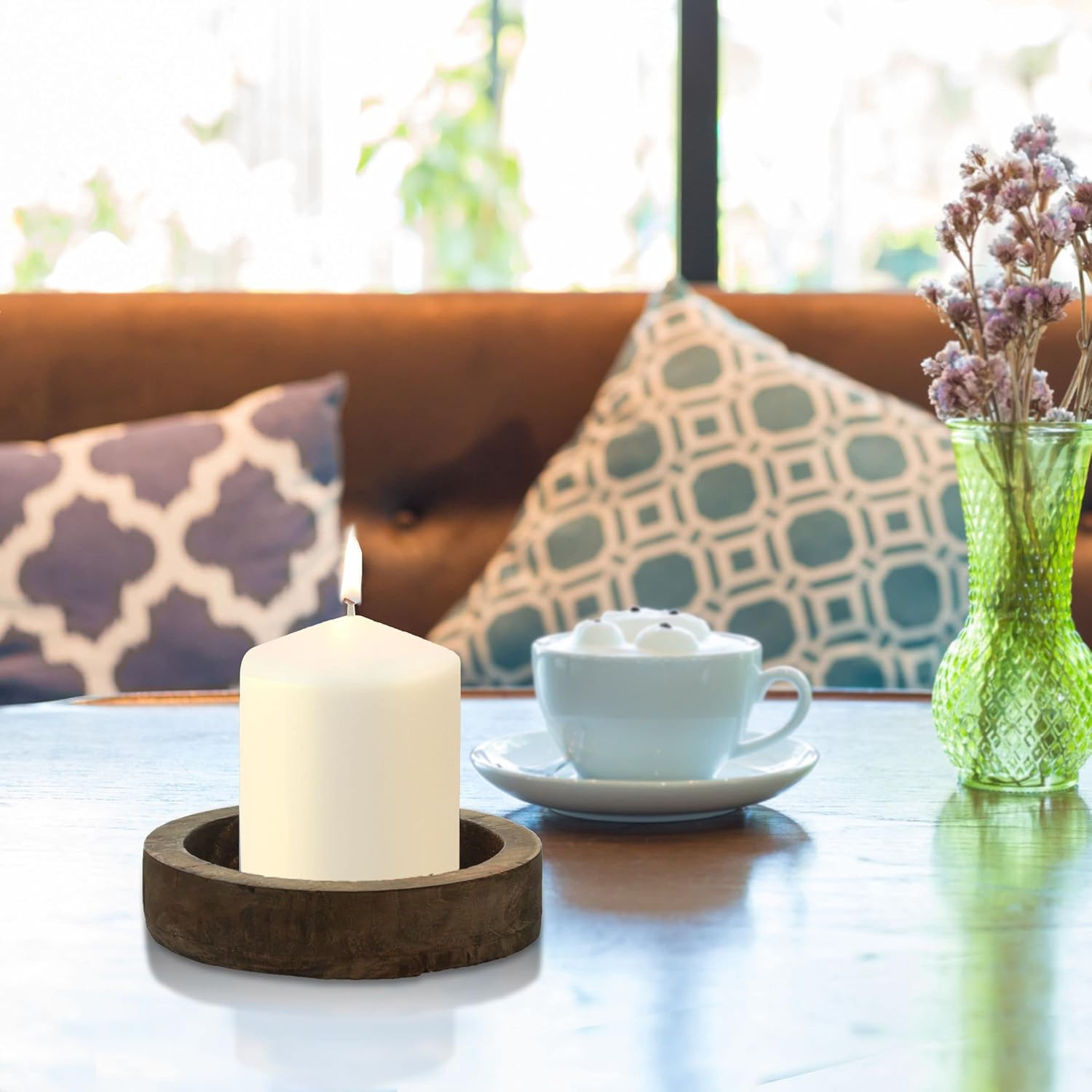 Unscented Pillar Candles – 35 Hour Burn Time, Long-Lasting Wax Candles for Weddi