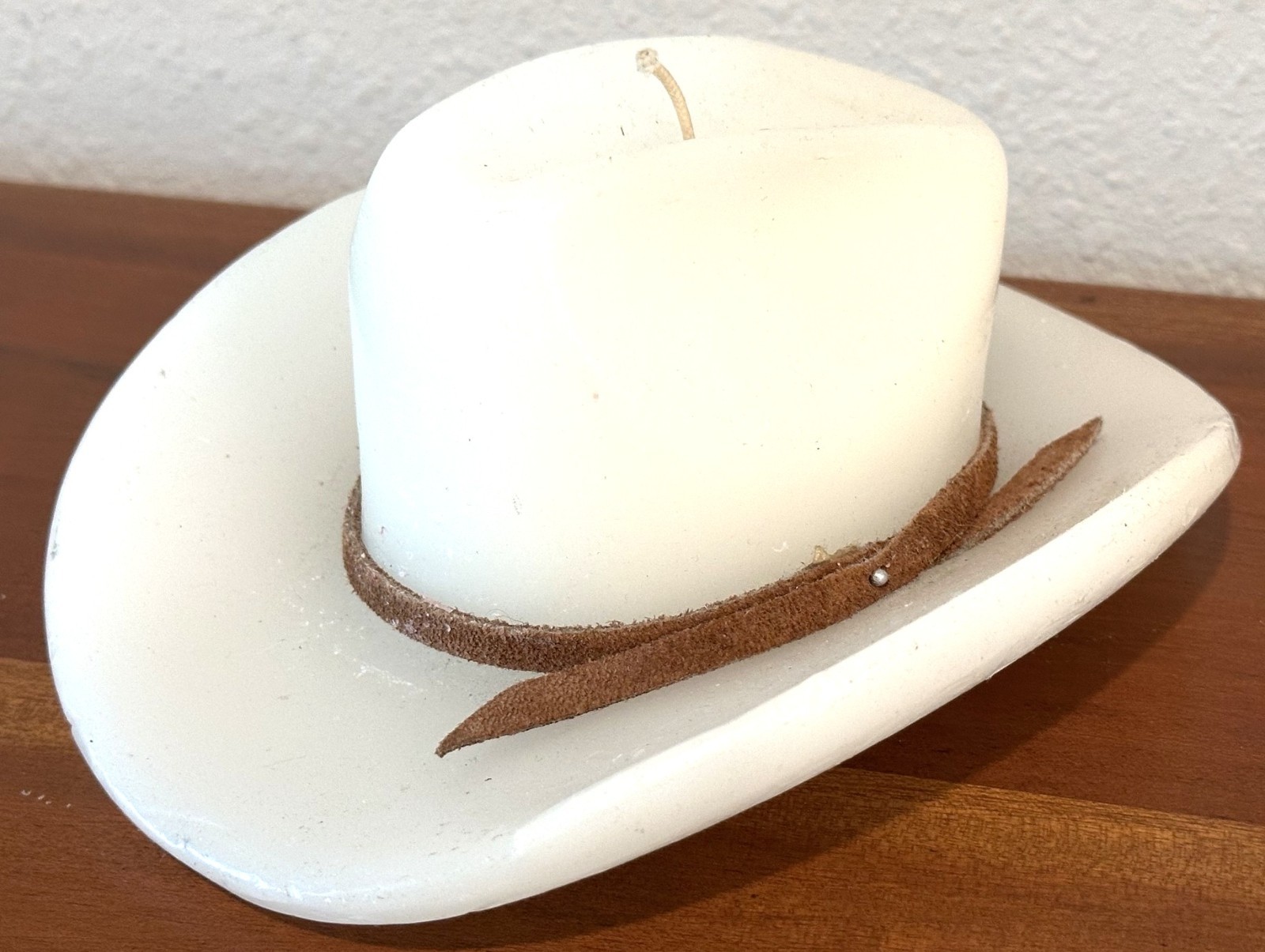 7″x6″ White Cowboy Western Hat Novelty Candle