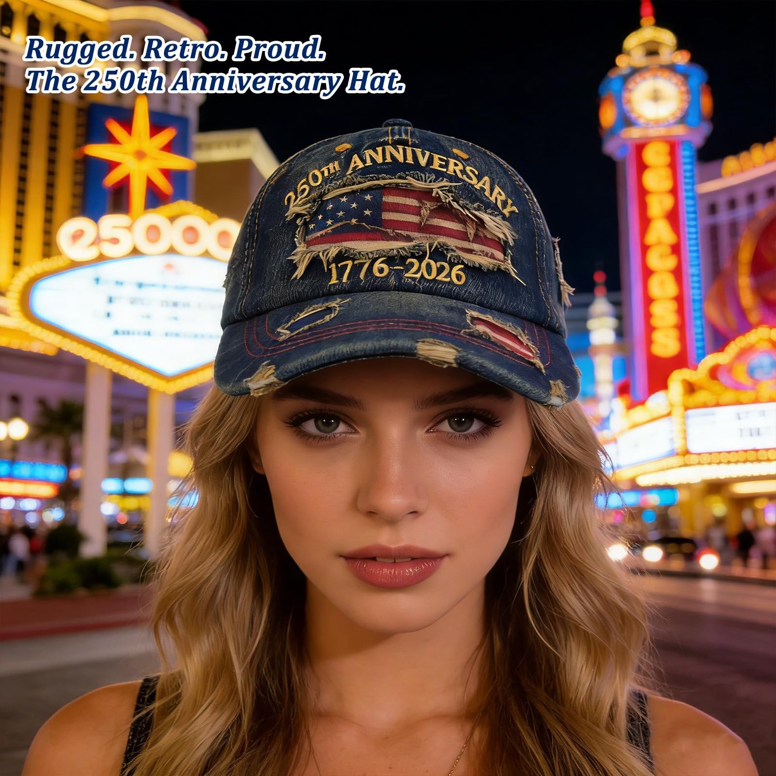250th Anniversary Distressed Casual Cap, United States 250th Anniversary Hat …