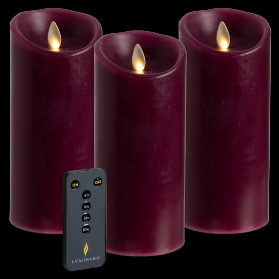 3-Pack: Luminara Flameless 6.5″ Pillar Candles with Remote