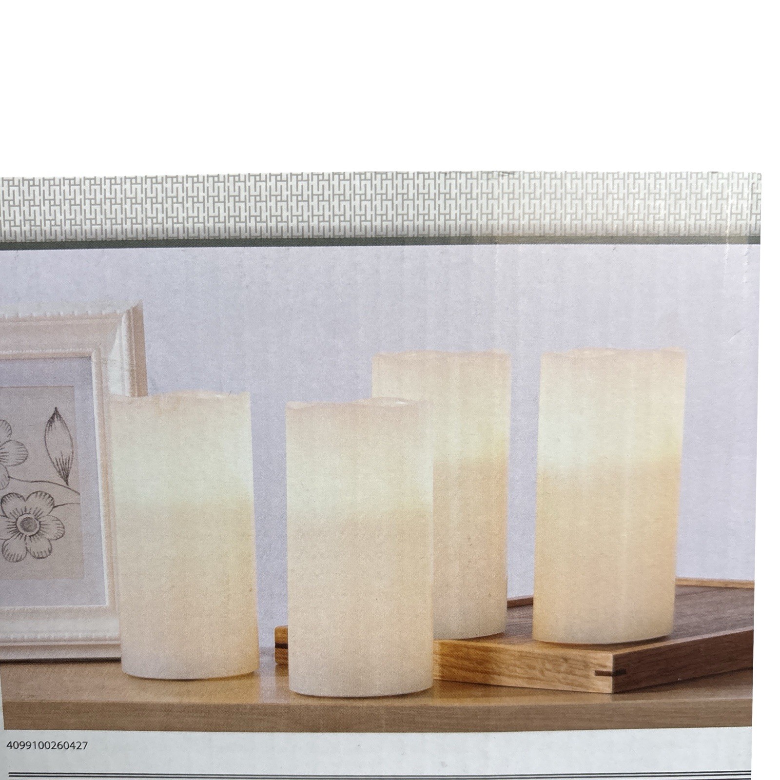 Kirkton House 4 Pc White Flamless LED Vanilla Scent Candle Set Christmas Holiday
