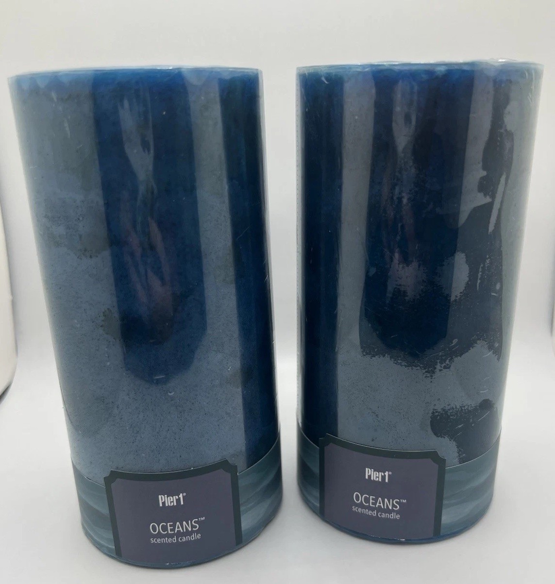 Set Of 2 Pier 1 Imports OCEANS Scented Pillar Candle 3×6 •NEW• Sealed• D/C