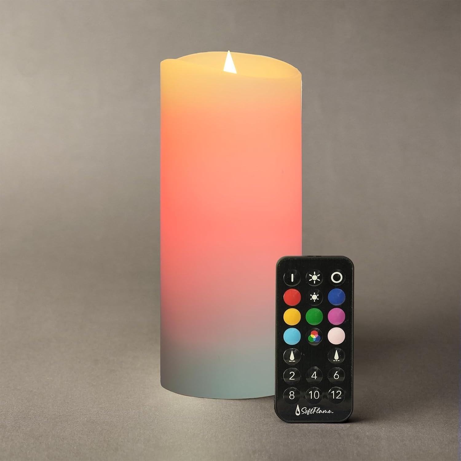 3×7 Real Wax Flameless Pillar Candle – Dimmable, Remote Control, Indoor Use Only