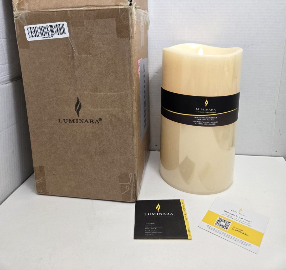 Luminara Flameless Unscented Wax Candle Moving Wick Pillar 6.25″ x 10.9″ Large