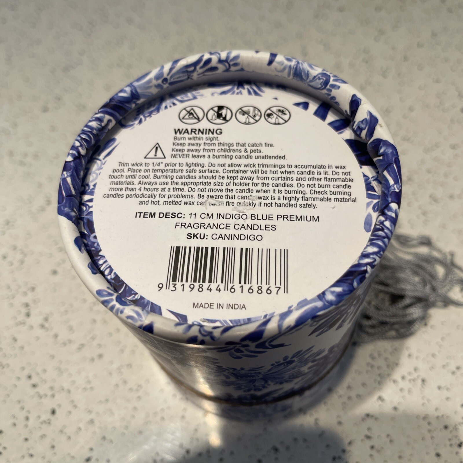 New 11cm Indigo Blue Premium Fragrance Candle With Tassel Made India