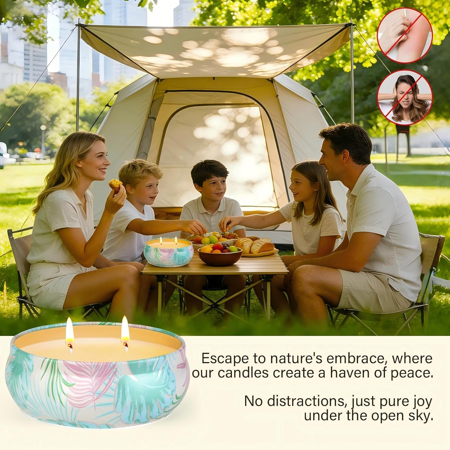 ‌Citronella Candles Outdoor, 4 Pack 8oz Double-Wick Lemongrass Candle, Natural S