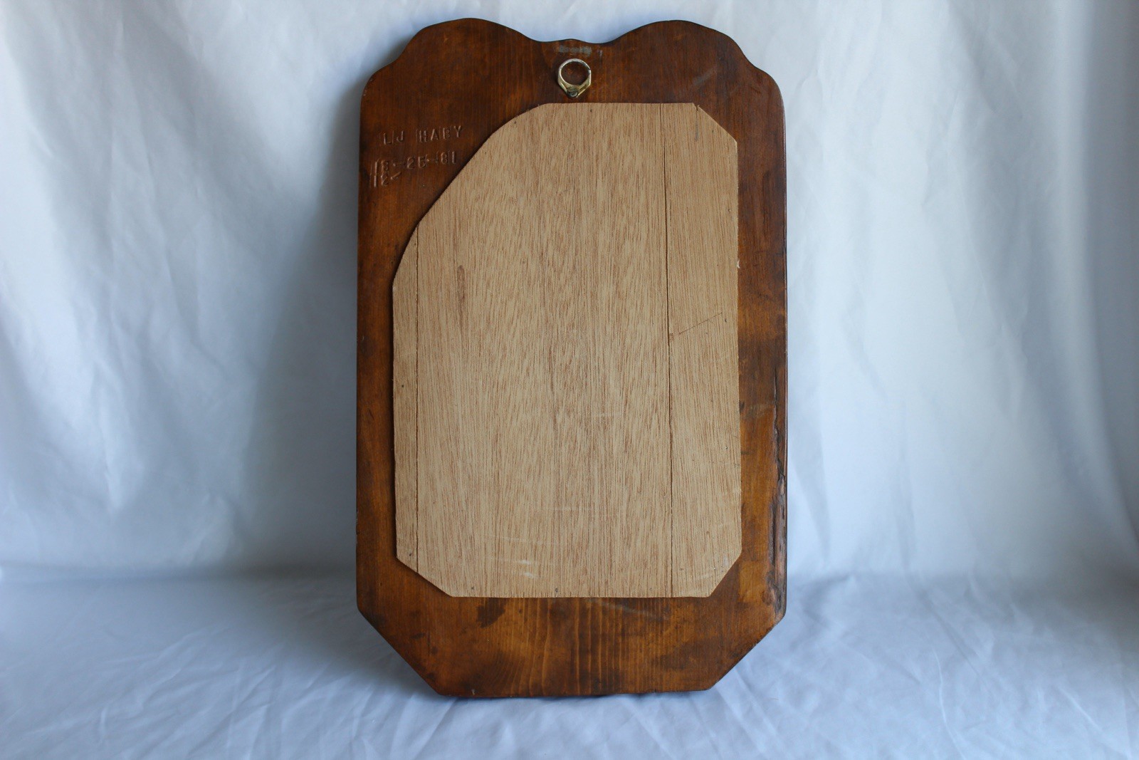 Vintage LJ Haby Wood Wall Sconces Mirror Candle Holders Farmhouse 17.5”x11.25”