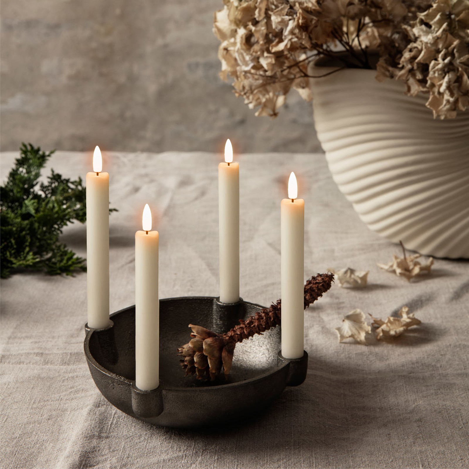 12 Pcs Flickering Flameless Taper Candles Battery Operated with Remote & Timer