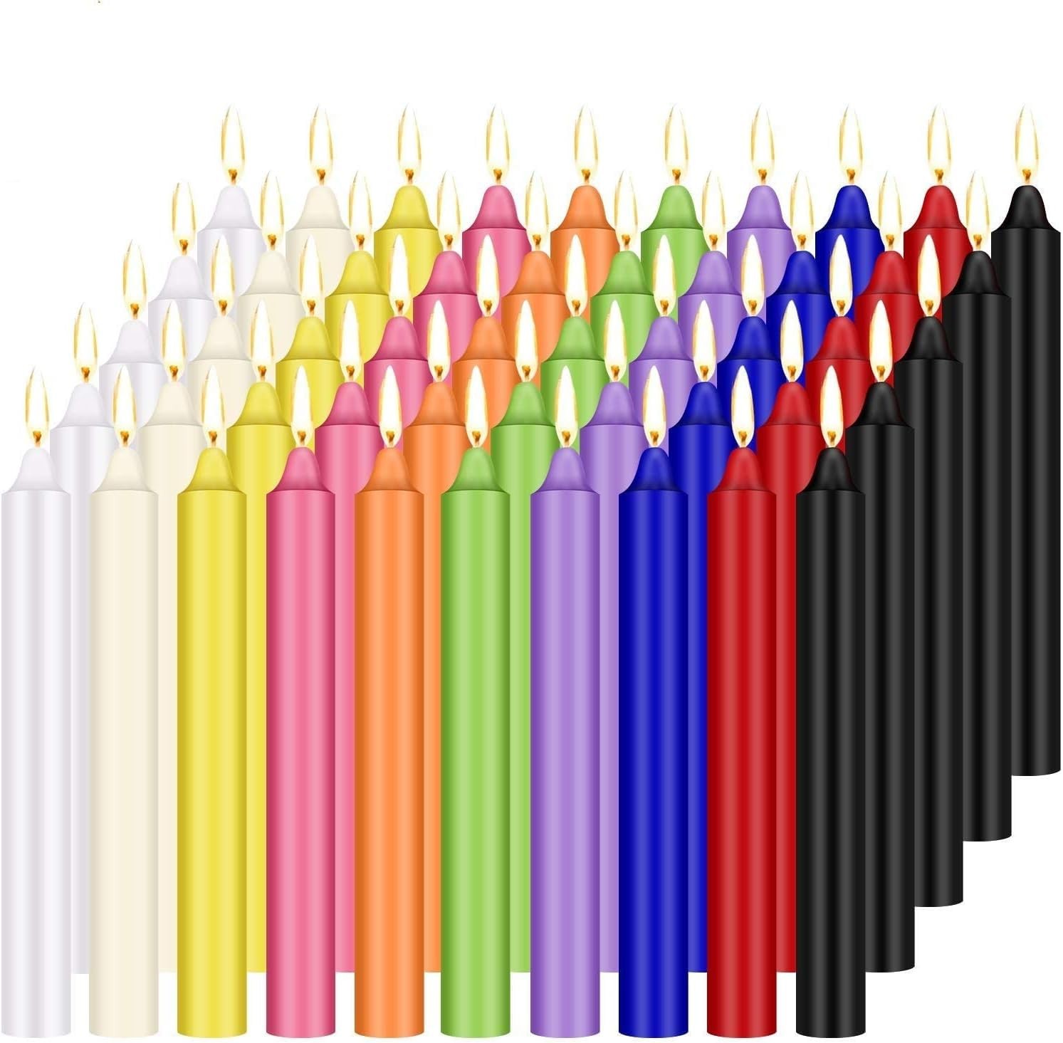 100 Pack Assorted Color Spell Chime Candles, 4 Inch Mini Taper Candles for fo…