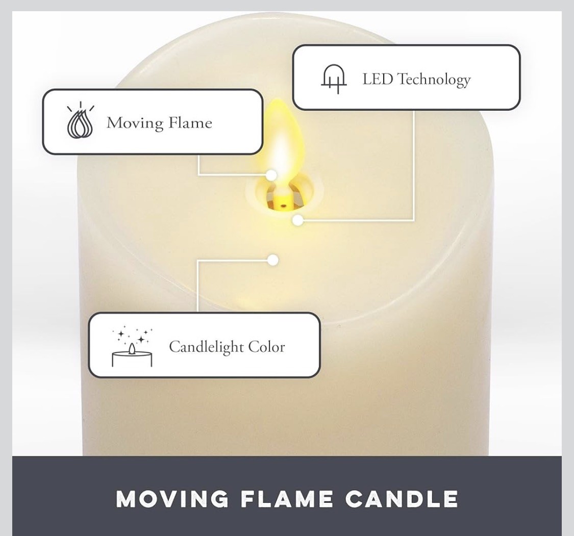 Matchless Candle Co. by Luminara Set of 3 (3″ x 4.5″,5.5″,6.5″)Flameless LED WAX