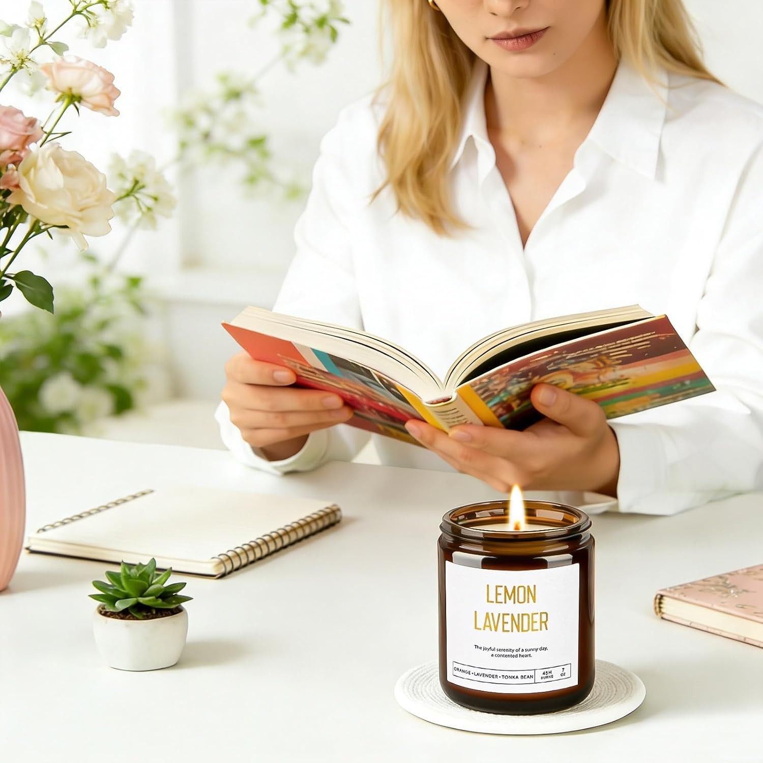 Luxurious 6 Piece Soy Candle Set in Amber Jars – Perfect Gift for Women