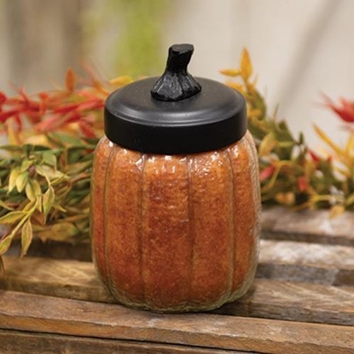 New Primitive FARMHOUSE JAR CANDLE FALL PUMPKIN PIE SCENT 15oz Orange 5.5″ T