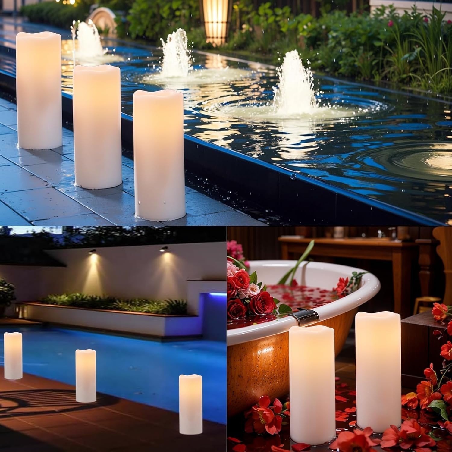 2 Velas LED Grandes Exterior 10×4 Pulg Impermeables con Control Remoto