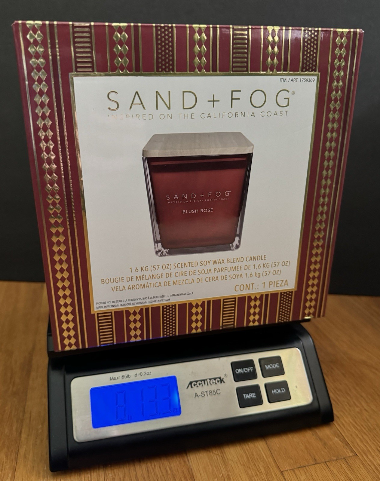 Sand + Fog BLUSH ROSE Scented Soy Wax Blend Candle 57oz NEW / Open Box