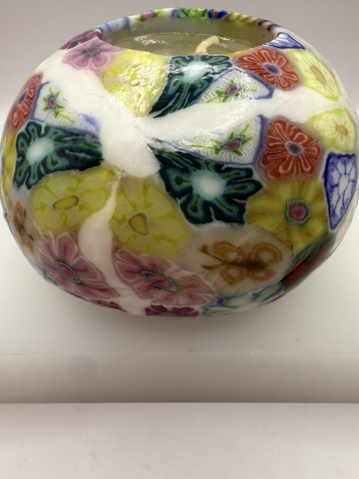 The Museum Company Millefiori Art Candle embedded in Wax w/box Vintage NEW