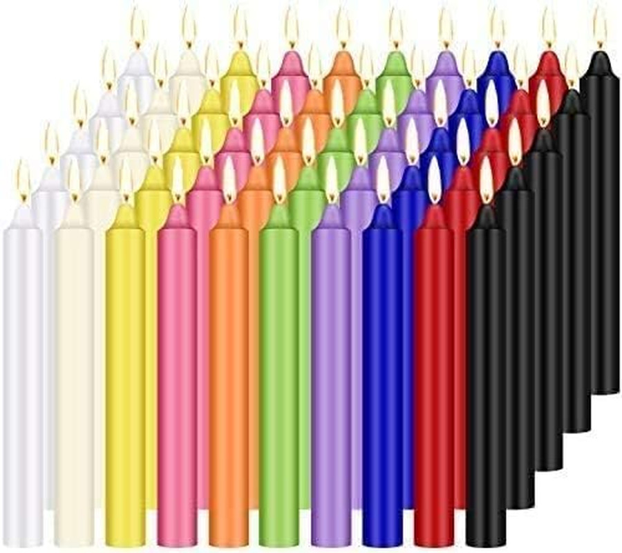 100 Pack 4 Inch Unscented Mini Taper Candles for Casting Chimes Rituals Spell