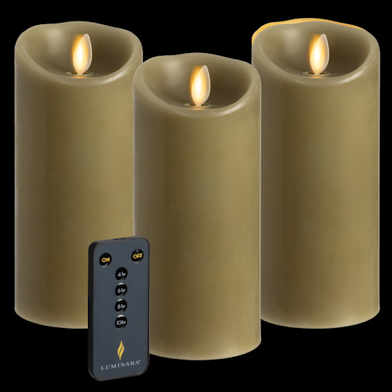 3-Pack: Luminara Flameless 6.5″ Pillar Candles with Remote