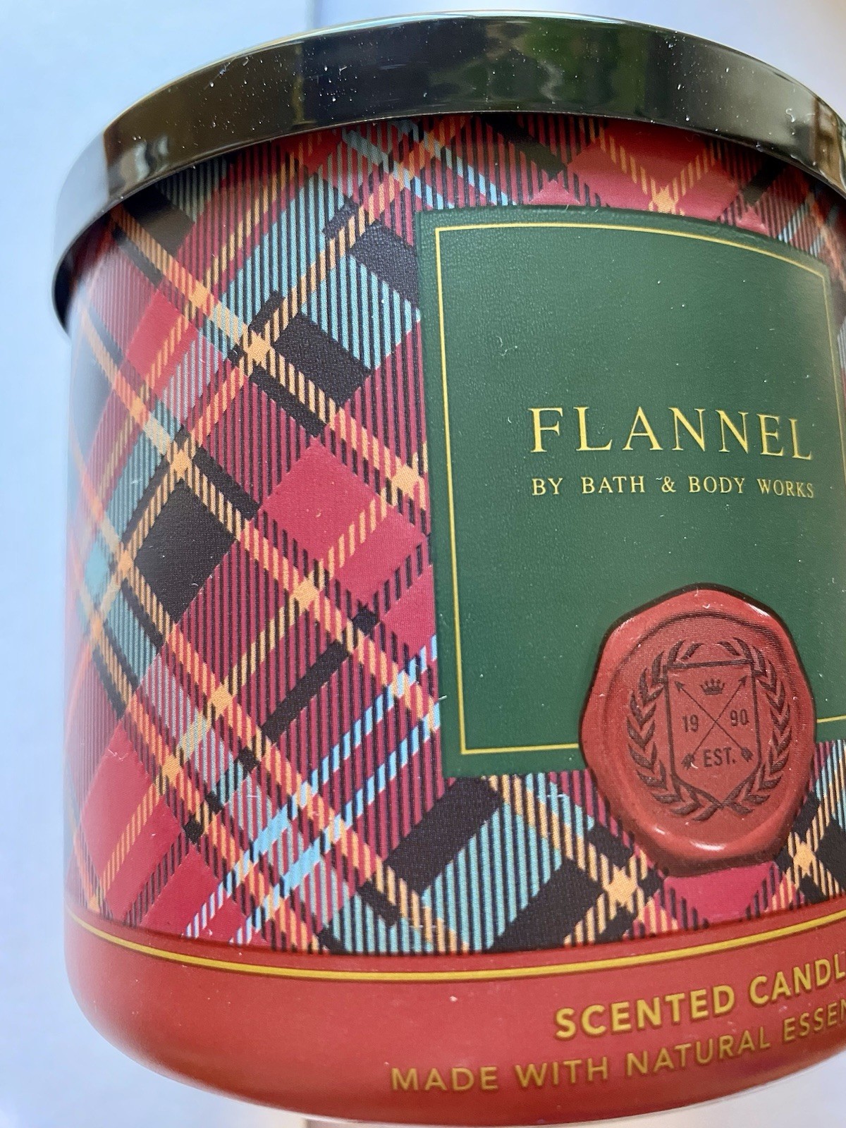 Flannel Scented Candle Bath & Body Works Tartan Glass 3-Wicks-Canada -14.5oz NEW
