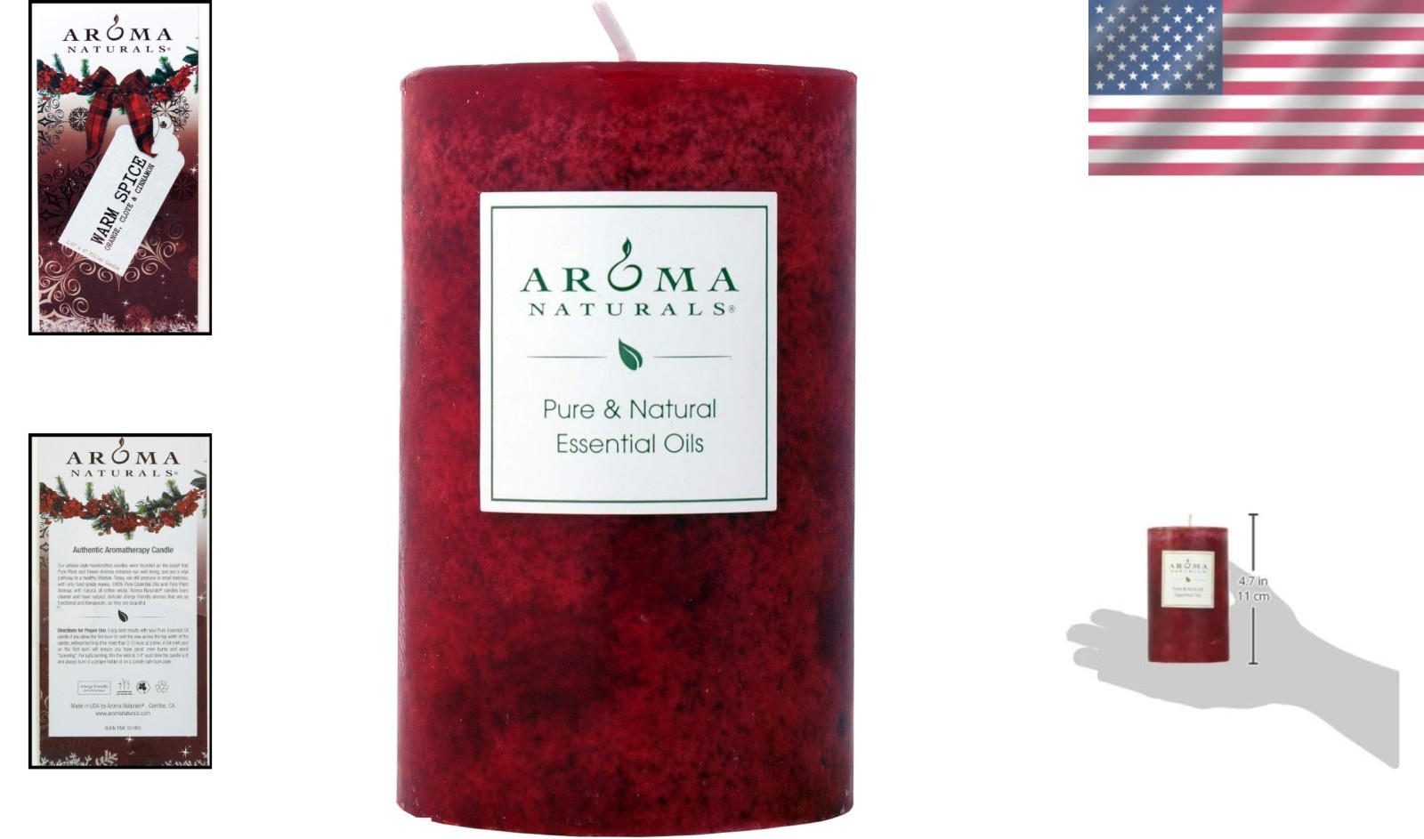 Warm Spice Pillar Candle – Citrus and Clove Essence, 2.5 in x 4 in, 50 Hour Burn