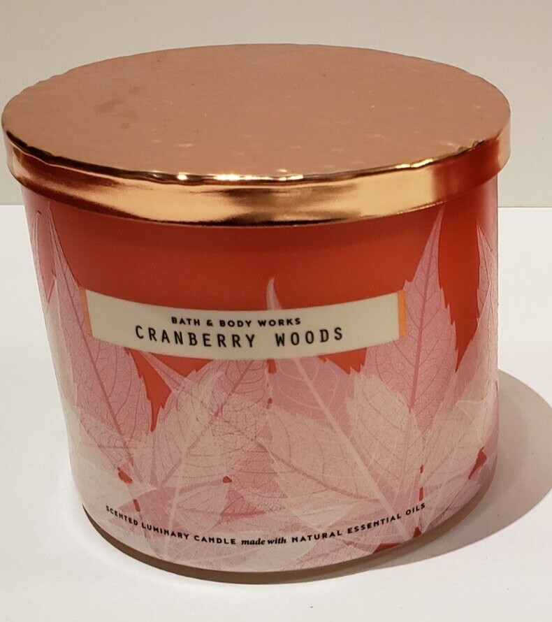 NEW Bath & Body Works CRANBERRY WOODS 3-Wick Candle 14.5oz Canada Day So Good