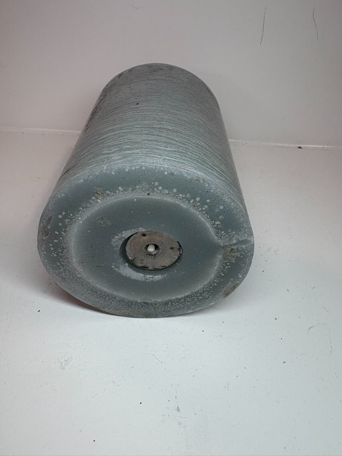 New Unscented 4in Decorative Mottled Blue/Grey Pillar Candle 1 wick