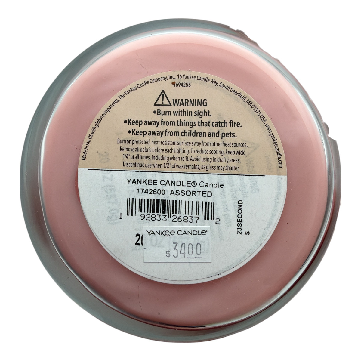 Yankee Candle Pink Sands Scented Candle, 20oz Large Jar NEW 2-Wick