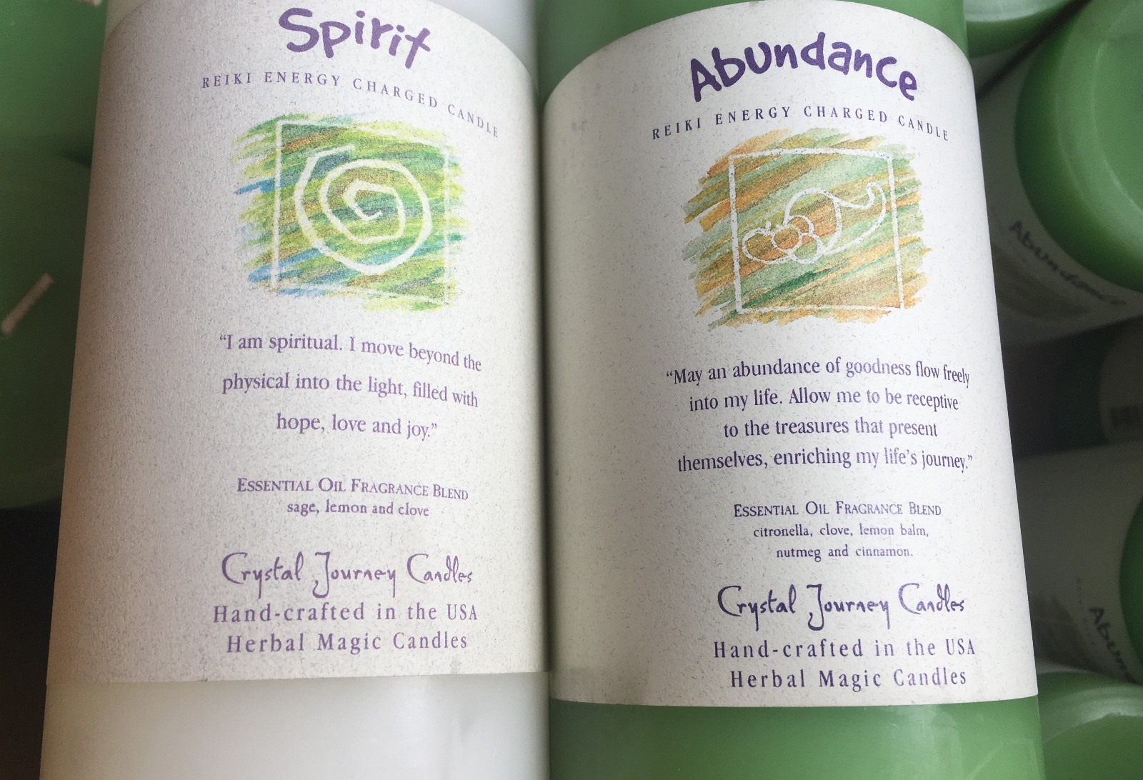 6 x CANDLES Lot Set Natural Crystal Journey NEW Pillar 4 x3″x 6″ + 2 Votives
