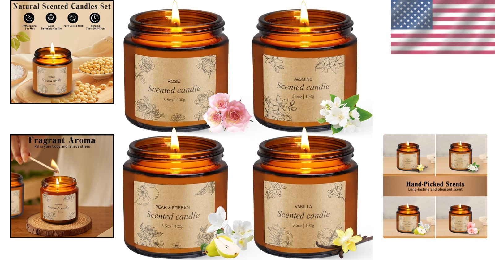 4-Pack Long-Lasting Aromatherapy Candles for Elegant Home Décor – Gift Set