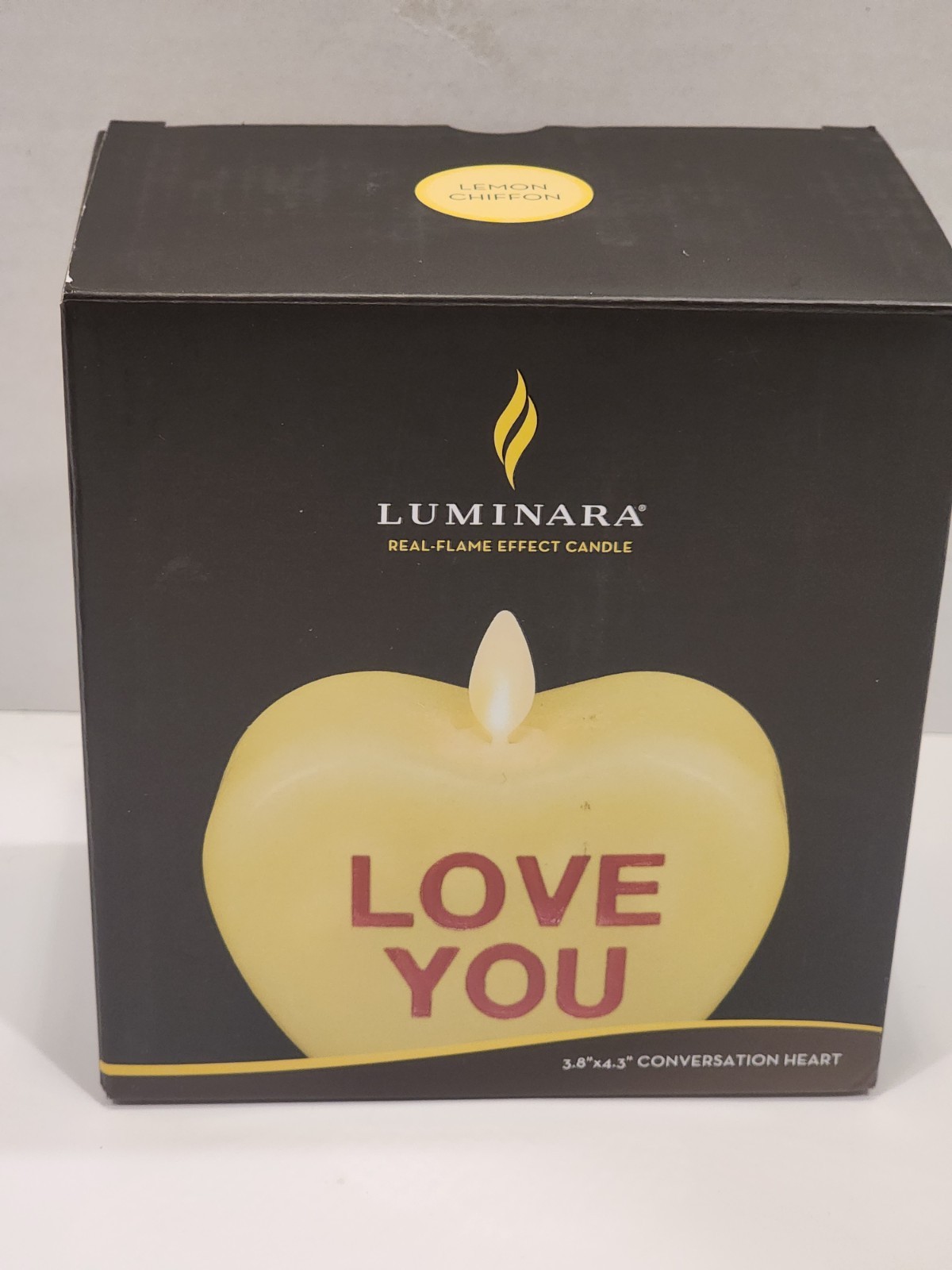 Luminara Conversation Heart Flameless LED Wax Candle Ivory/Purple LOVE YOU Timer