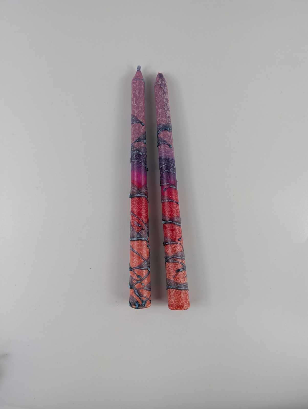 Safed Candles 10″ Taper Candles Hand Crafted Hand Dipped Multi Color Set of 2