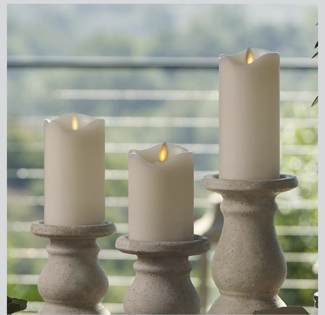 Matchless Candle Co. by Luminara Set of 3 (3″ x 4.5″,5.5″,6.5″)Flameless LED WAX