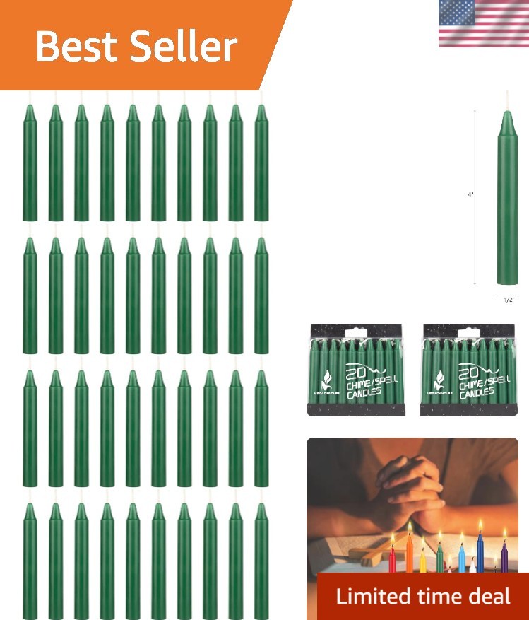 Versatile 40 Count Green Mini Taper Candles – Clean Burning and Ideal for Magic