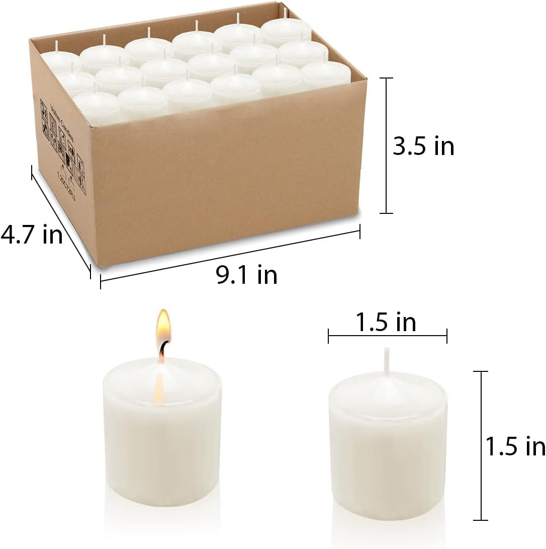 10 Hour White Votive Candles for Weddings Party Spa and Emergency, Set of 36 Uns