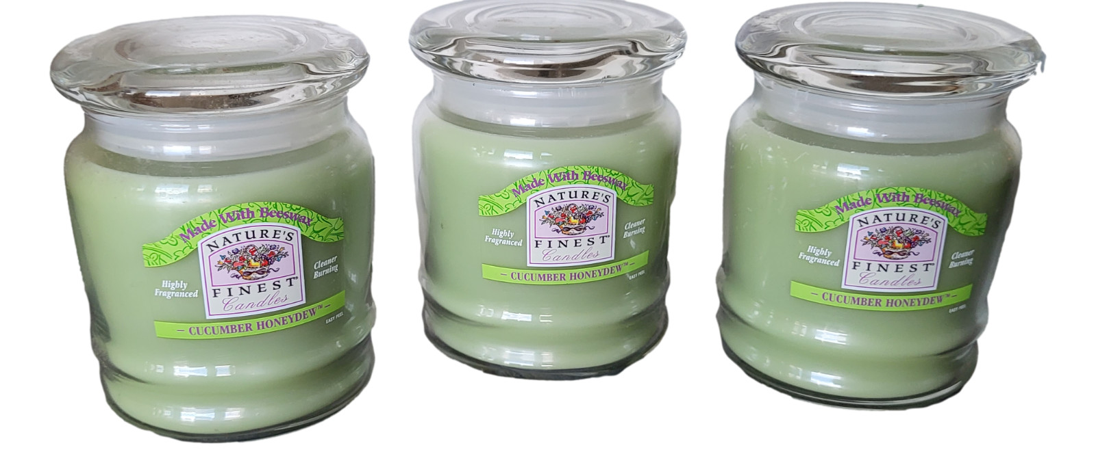 Scented Jar Candles 3-Pack 9oz Jars Cucumber Honeydew Nature’s Finest Beeswax