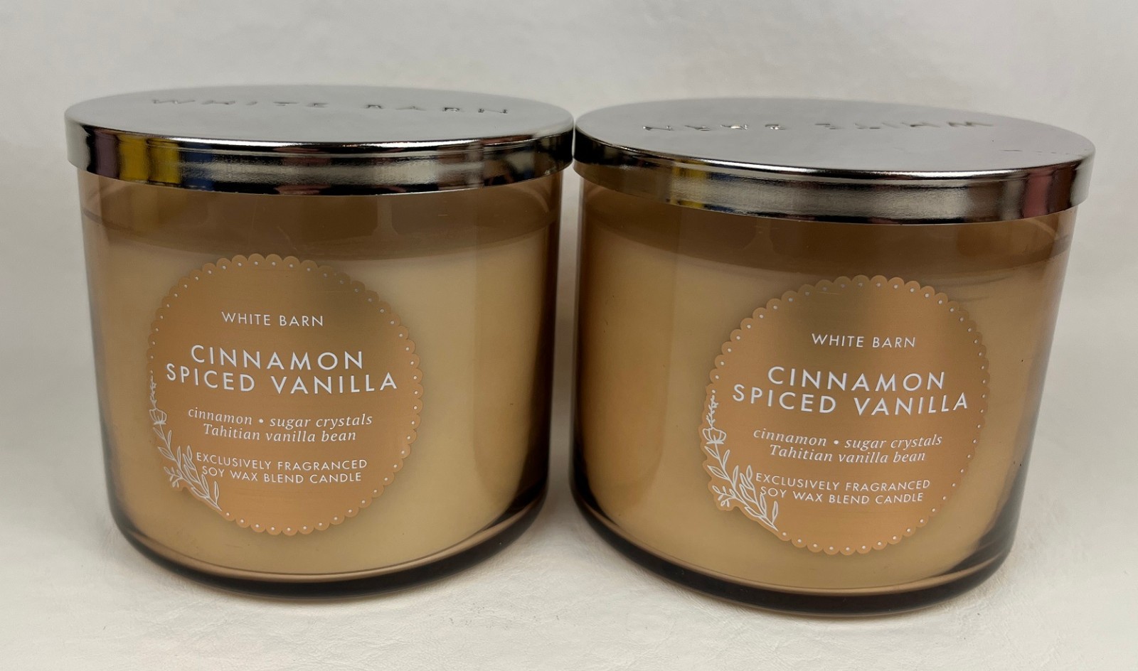 Lot of 2 Bath & Body Works Cinnamon Spiced Vanilla 3 Wick Large Scented Candles