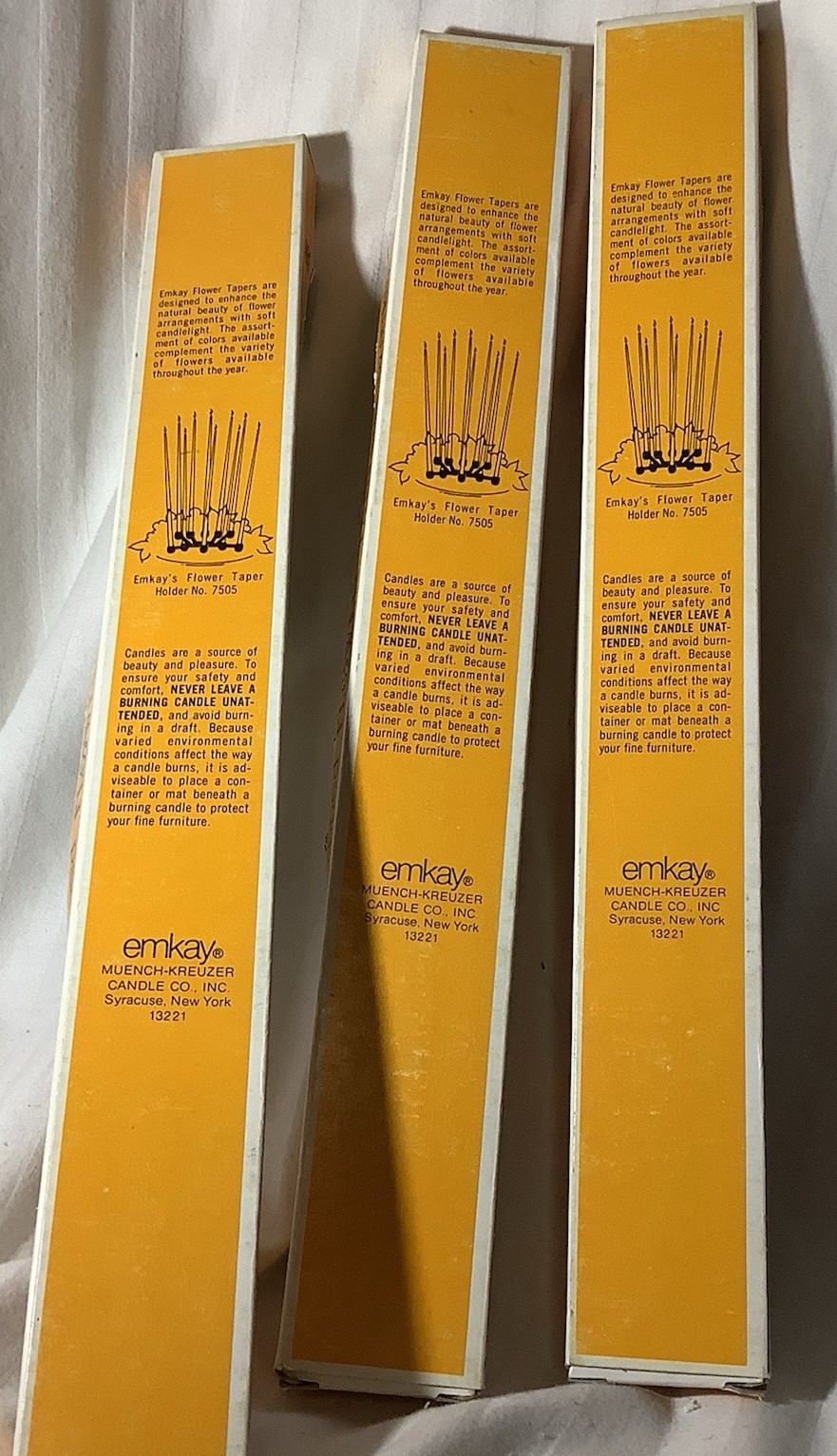 Vintage Emkay Classic Dipped Flower Tapers 16” Candles Green Orange Yellow White
