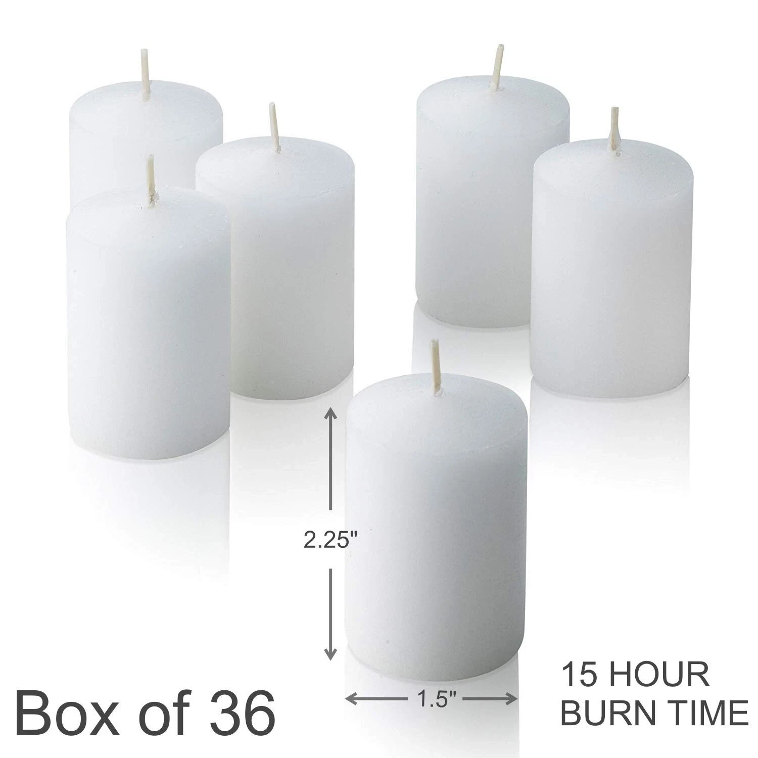 Light in The Dark White Votive Candles – Box Of 36 Unscented Bulk Candles – 15 H