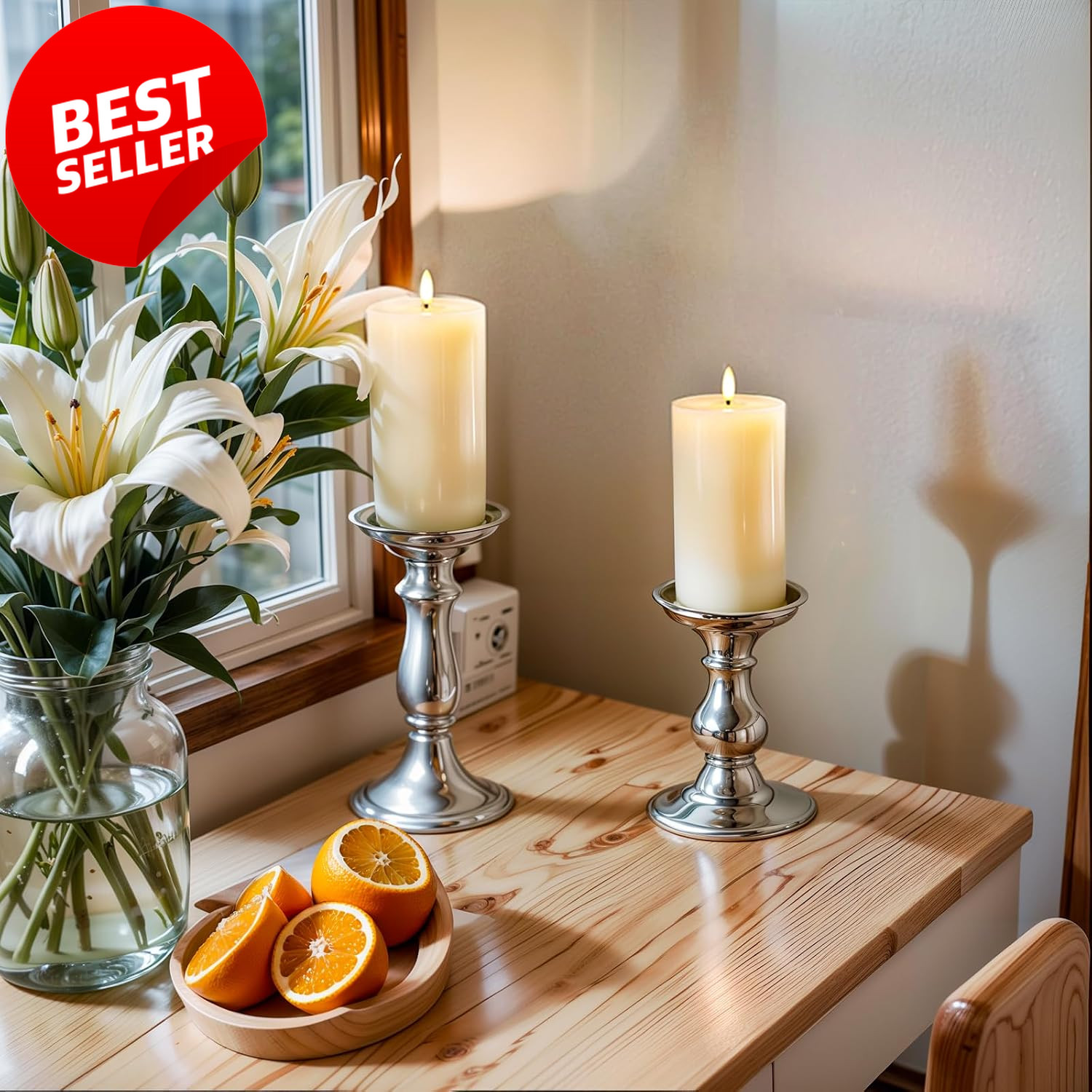 3x6in Flameless LED Pillar Candles White Real Wax Remote Timer Set of 2 – US