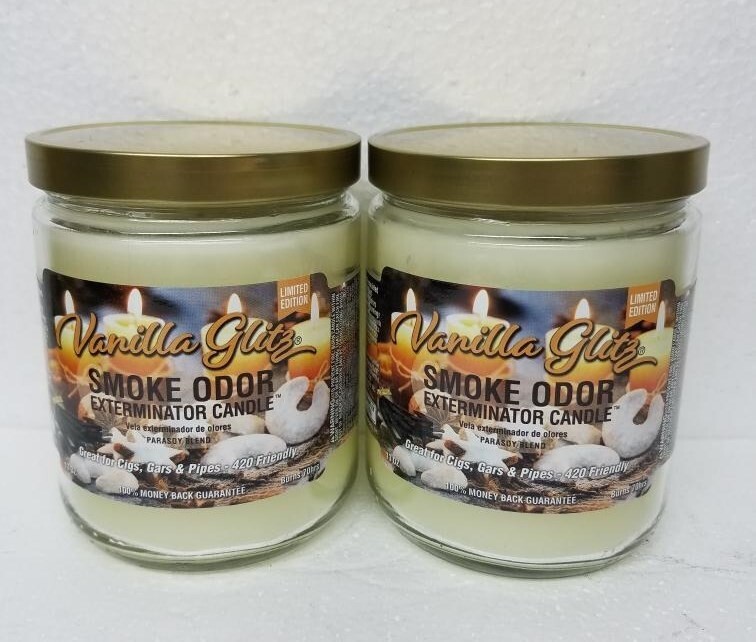Smoke Odor Exterminator 13 oz Jar Candle, Vanilla Glitz Set of Two Candles.