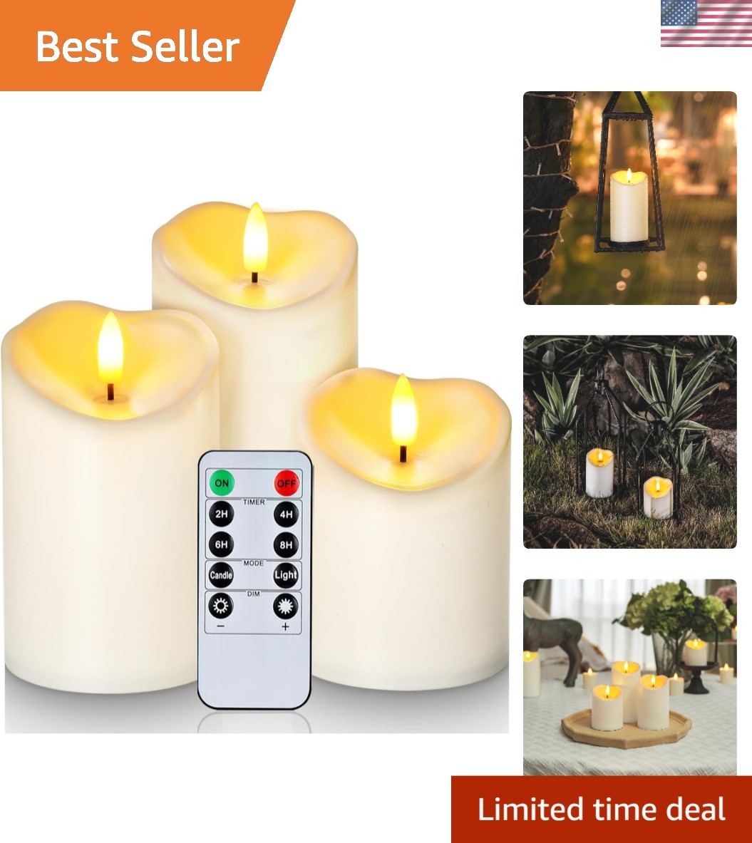 Indoor-Outdoor Flameless Candle Set – Waterproof LED Pillars with Remote Control