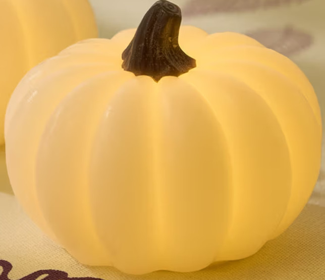 LED Real Wax Pumpkin Candle Battery Operated 6H Timer Fall Halloween Decor