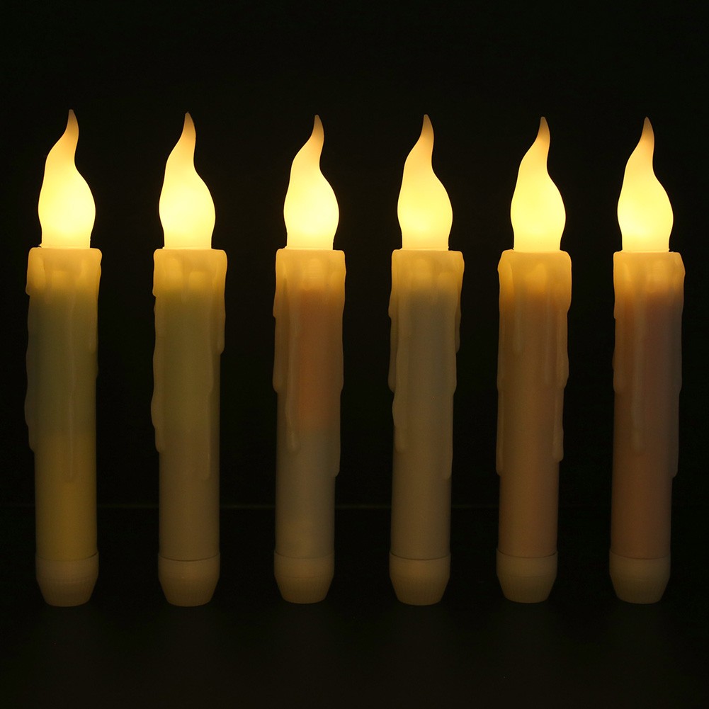 12PCS Battery Operated Flameless LED Taper Candles light Christmas Window Candle